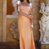 Blissful Satin Maxi Dress Orange