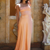 Blissful Satin Maxi Dress Orange