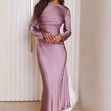 Forget Me Not Satin Maxi Dress Purple