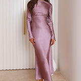 Forget Me Not Satin Maxi Dress Purple