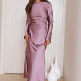 Forget Me Not Satin Maxi Dress Purple