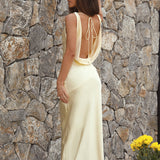 Dear Me Satin Maxi Dress Yellow