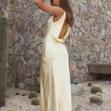 Dear Me Satin Maxi Dress Yellow