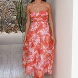 Sunset Memories Strapless Maxi Dress Orange