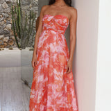 Sunset Memories Strapless Maxi Dress Orange