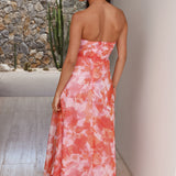 Sunset Memories Strapless Maxi Dress Orange