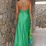 Main Attraction Satin Maxi Dress Green