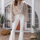 Day By Day Faux Fur Cropped Jacket Beige