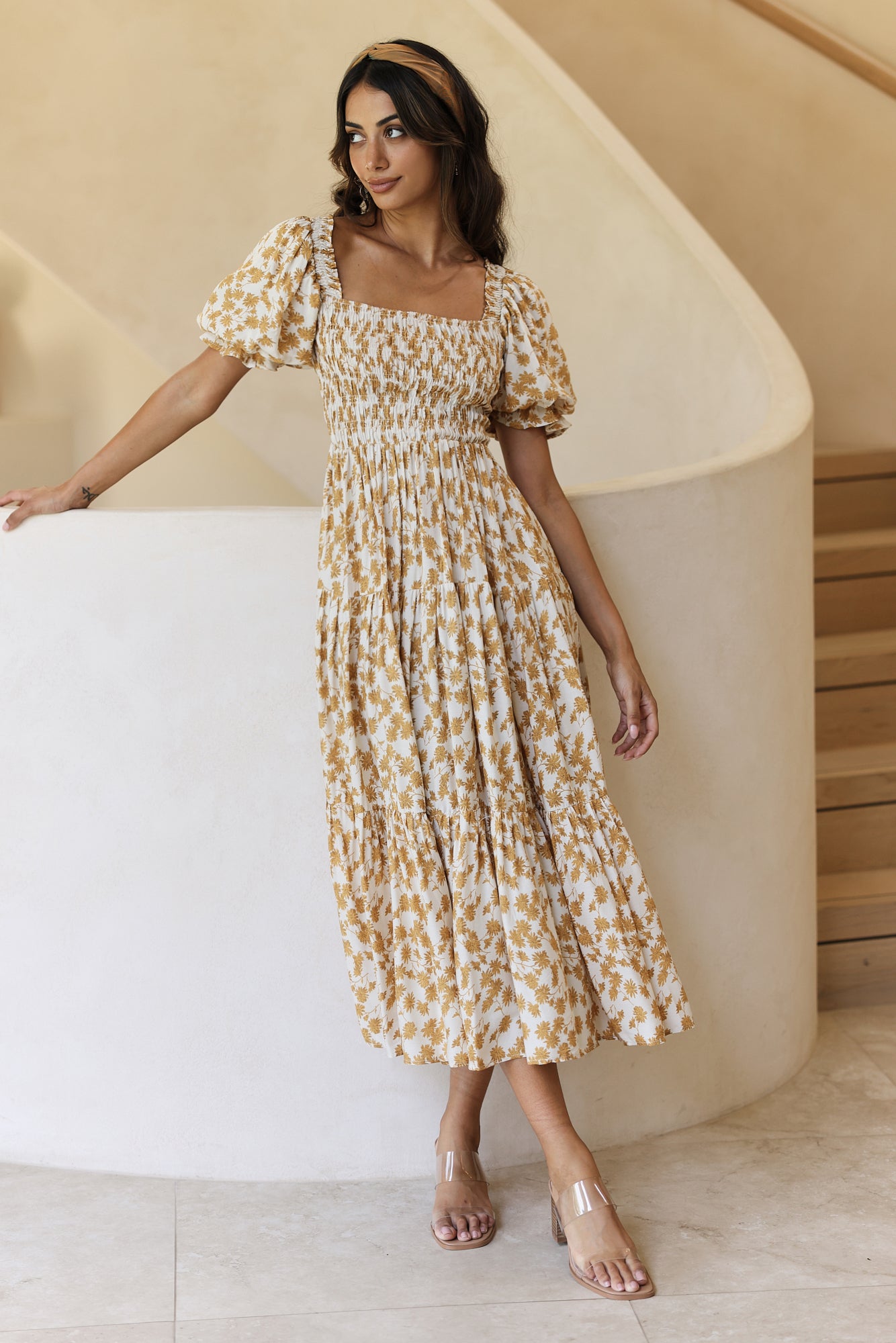 bump friendly midi dresses Jenny Blue Border Print Midi Dress