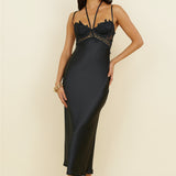 Sunday Brunch Satin Maxi Dress Black