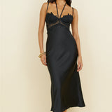 Sunday Brunch Satin Maxi Dress Black