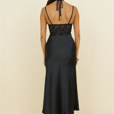 Sunday Brunch Satin Maxi Dress Black