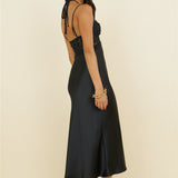 Sunday Brunch Satin Maxi Dress Black