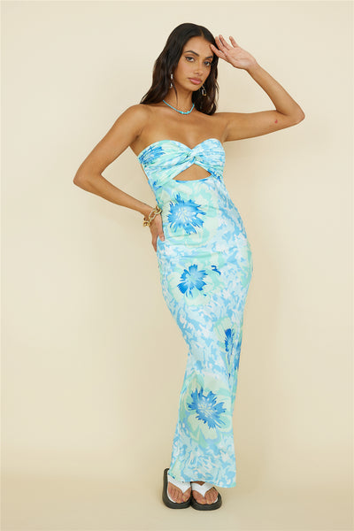 Summer Fairytale Maxi Dress Blue Floral