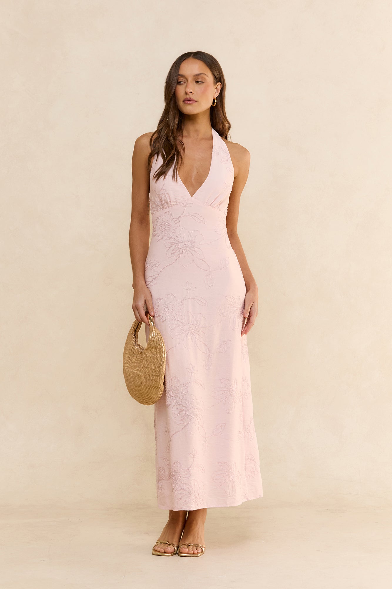 Elysian Halter Maxi Dress Pink