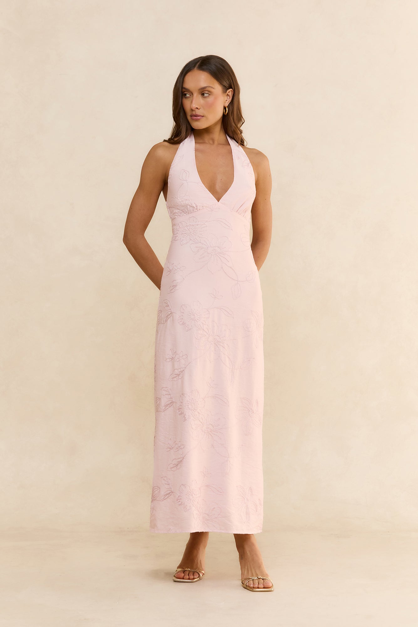 Elysian Halter Maxi Dress Pink