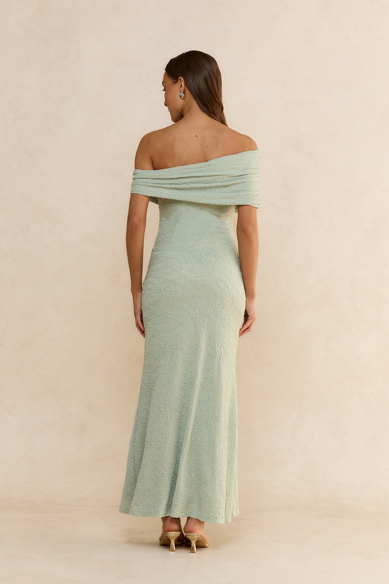 Sea And Selfies Off Shoulder Maxi Dress Sage