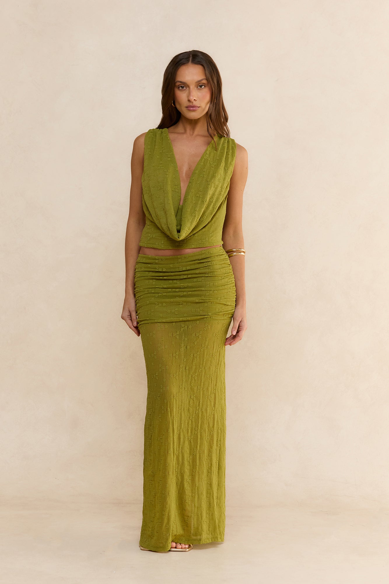 Sunkissed Lover Mesh Maxi Skirt Olive