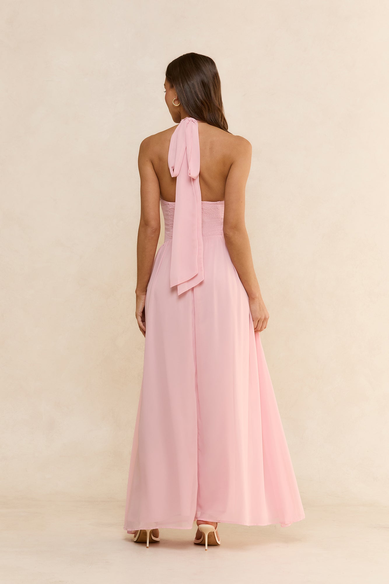 Soft Waves Halter Maxi Dress Blush