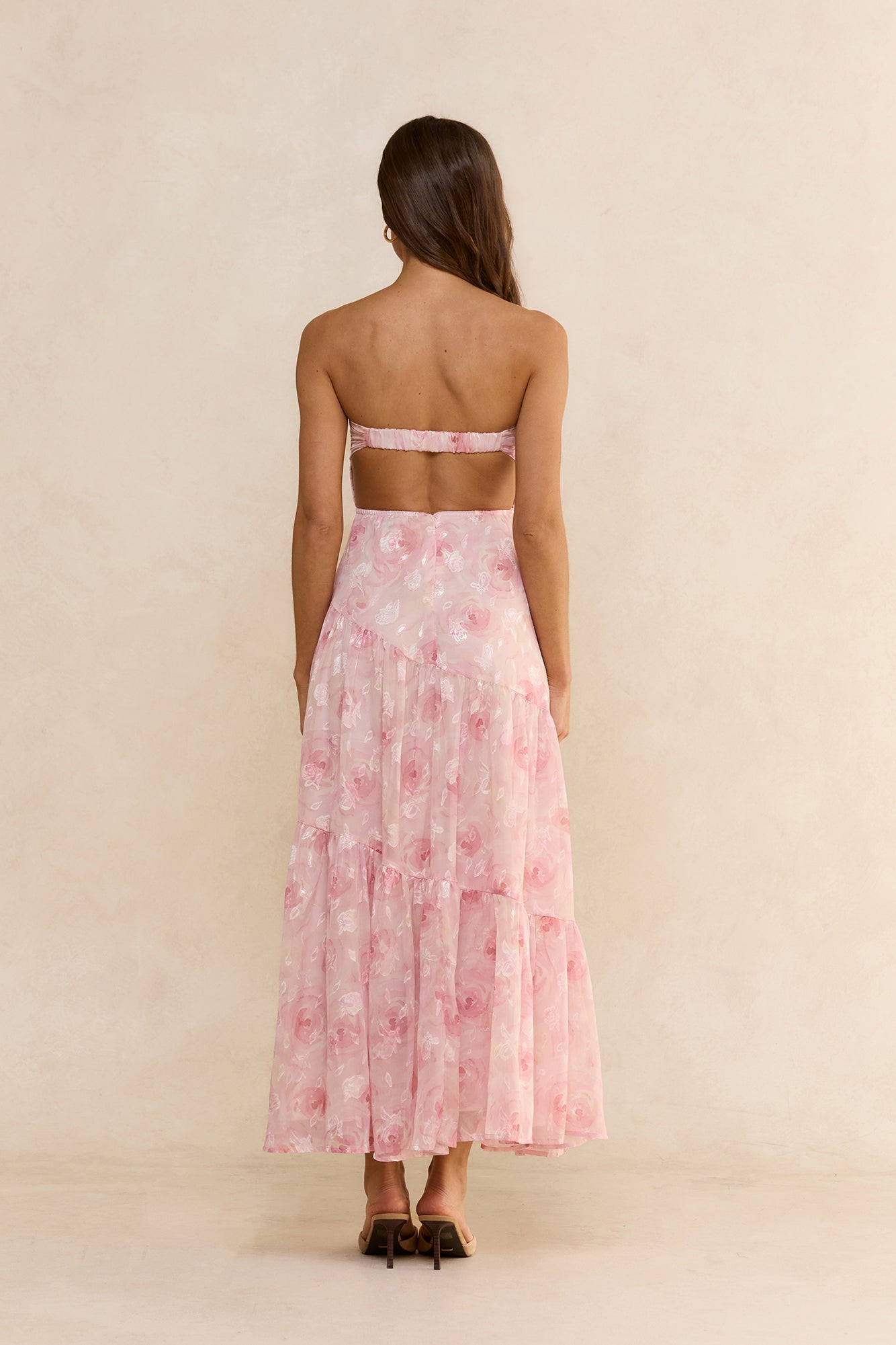 Social Stride Tie Front Maxi Dress Pink