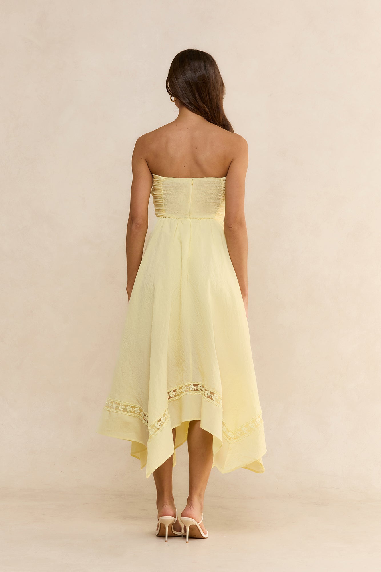 Lucia Strapless Midi Dress Yellow