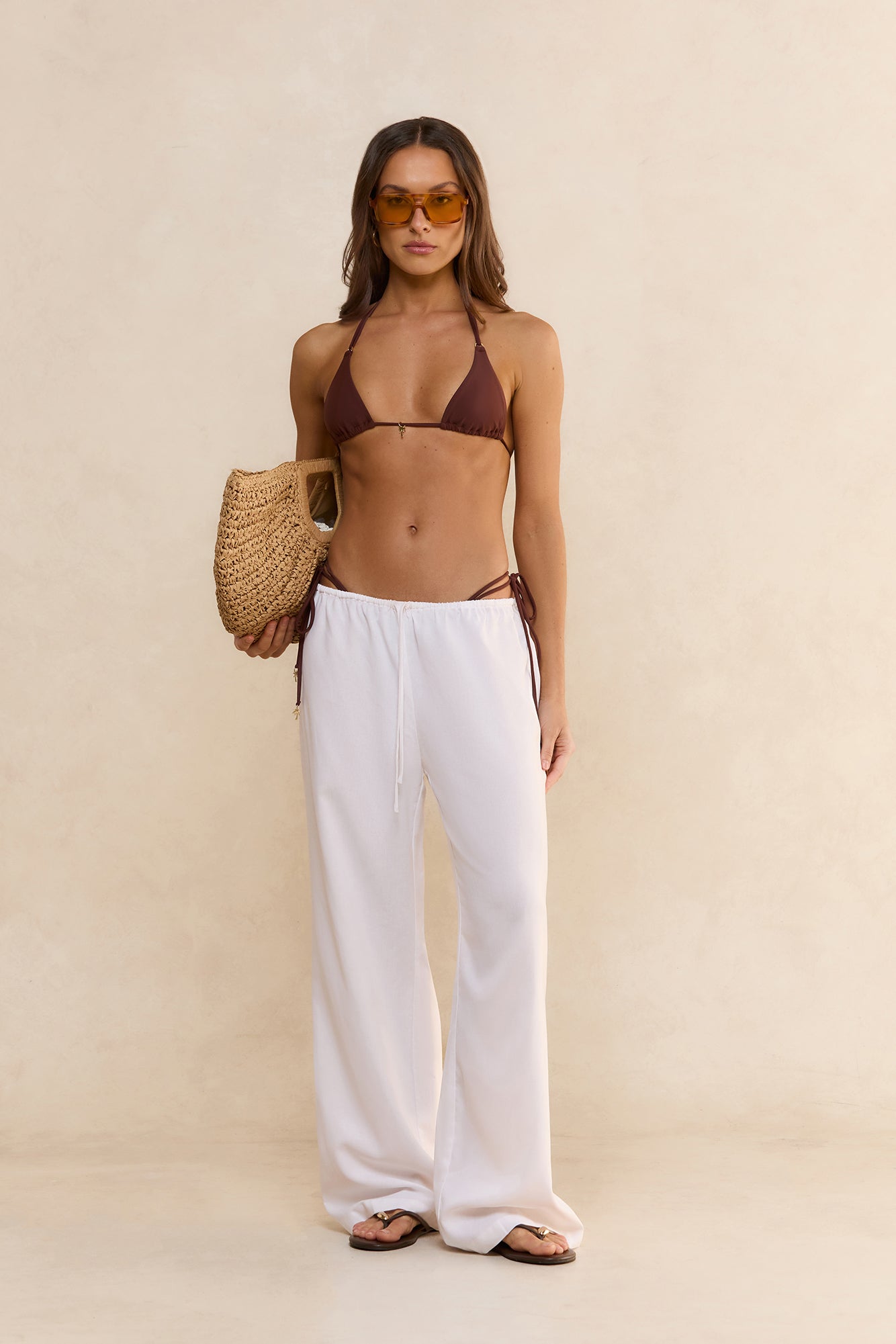 Coconut Milk Linen Blend Pants White