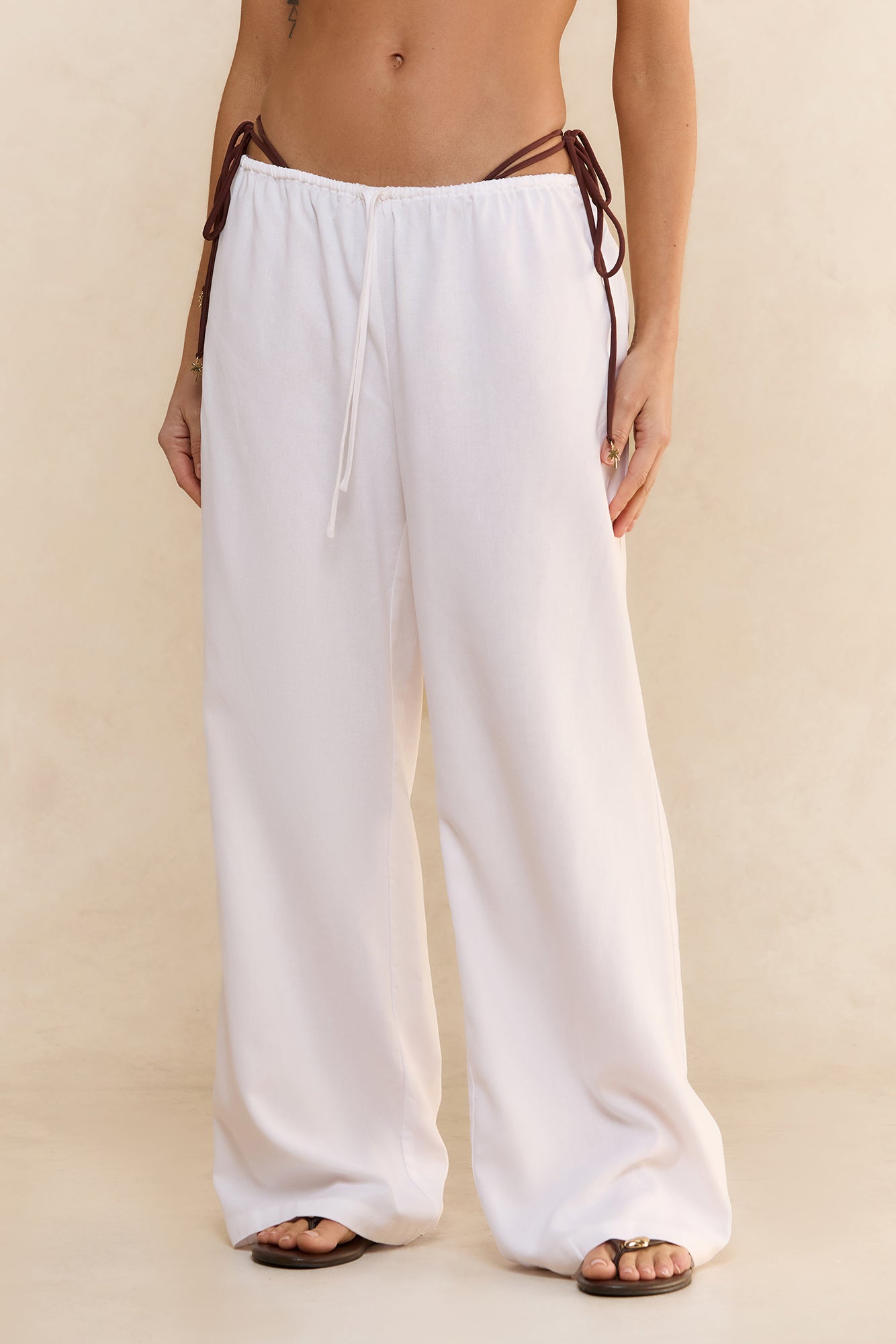 Coconut Milk Linen Blend Pants White