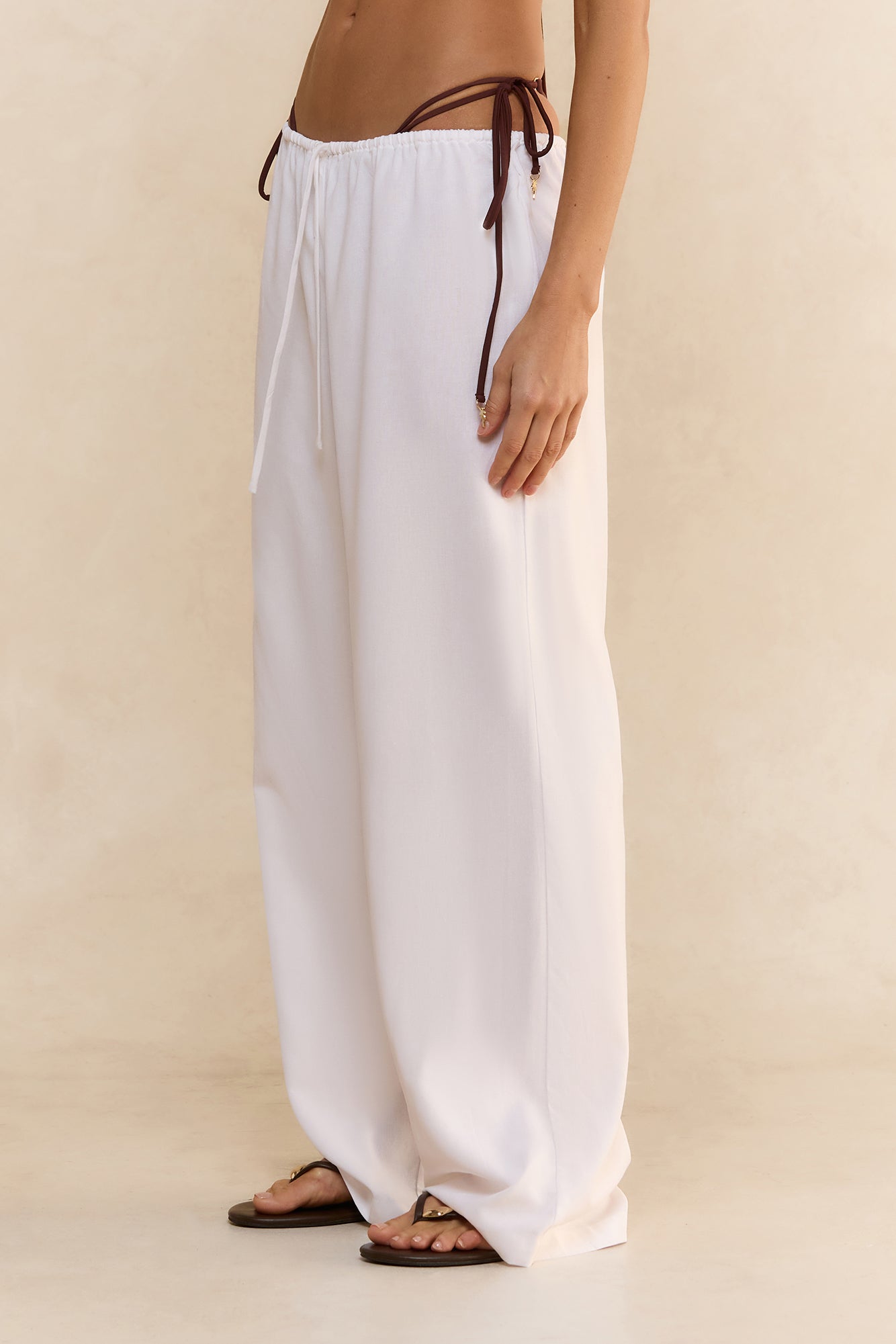 Coconut Milk Linen Blend Pants White