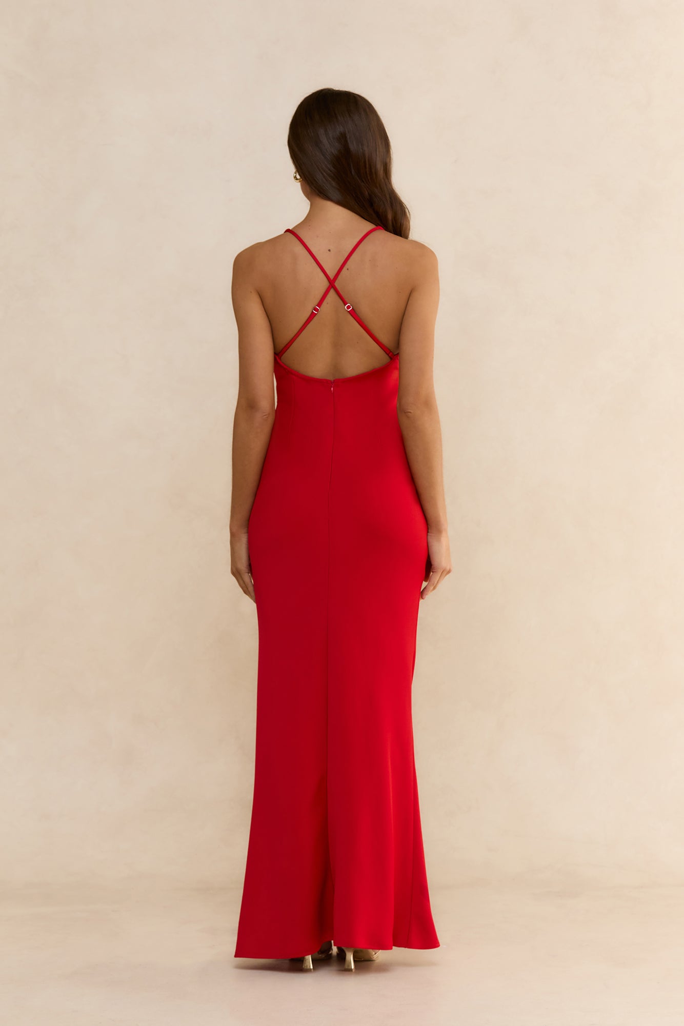 Midnight Luxe Satin Maxi Dress Red