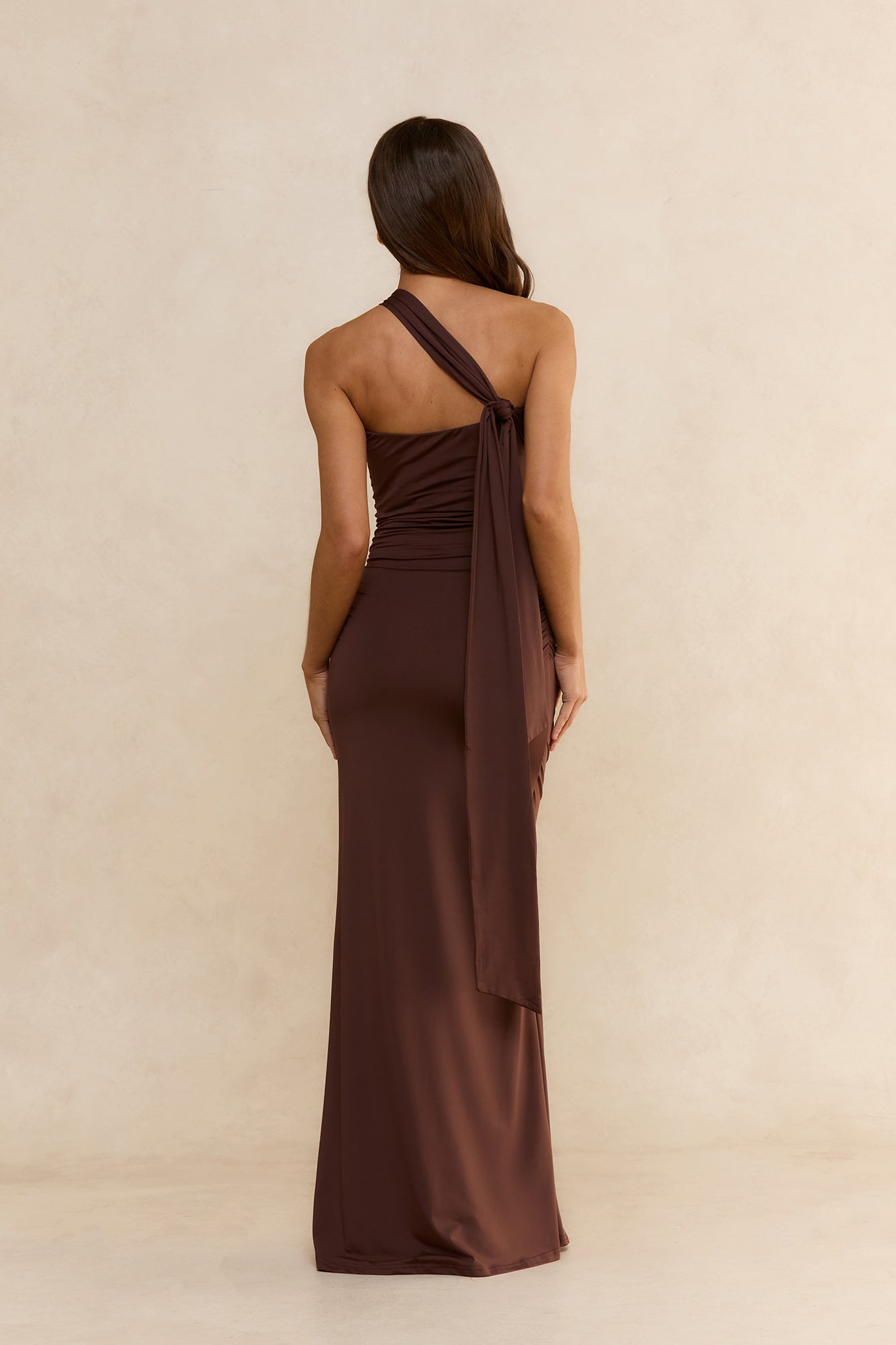 Sultry Silhouette Cross-Front Maxi Dress Chocolate