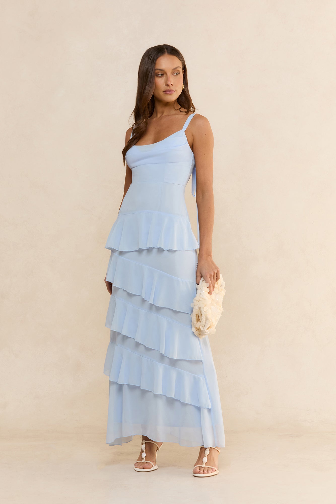 Sienna Sunset Ruffle Maxi Dress Blue