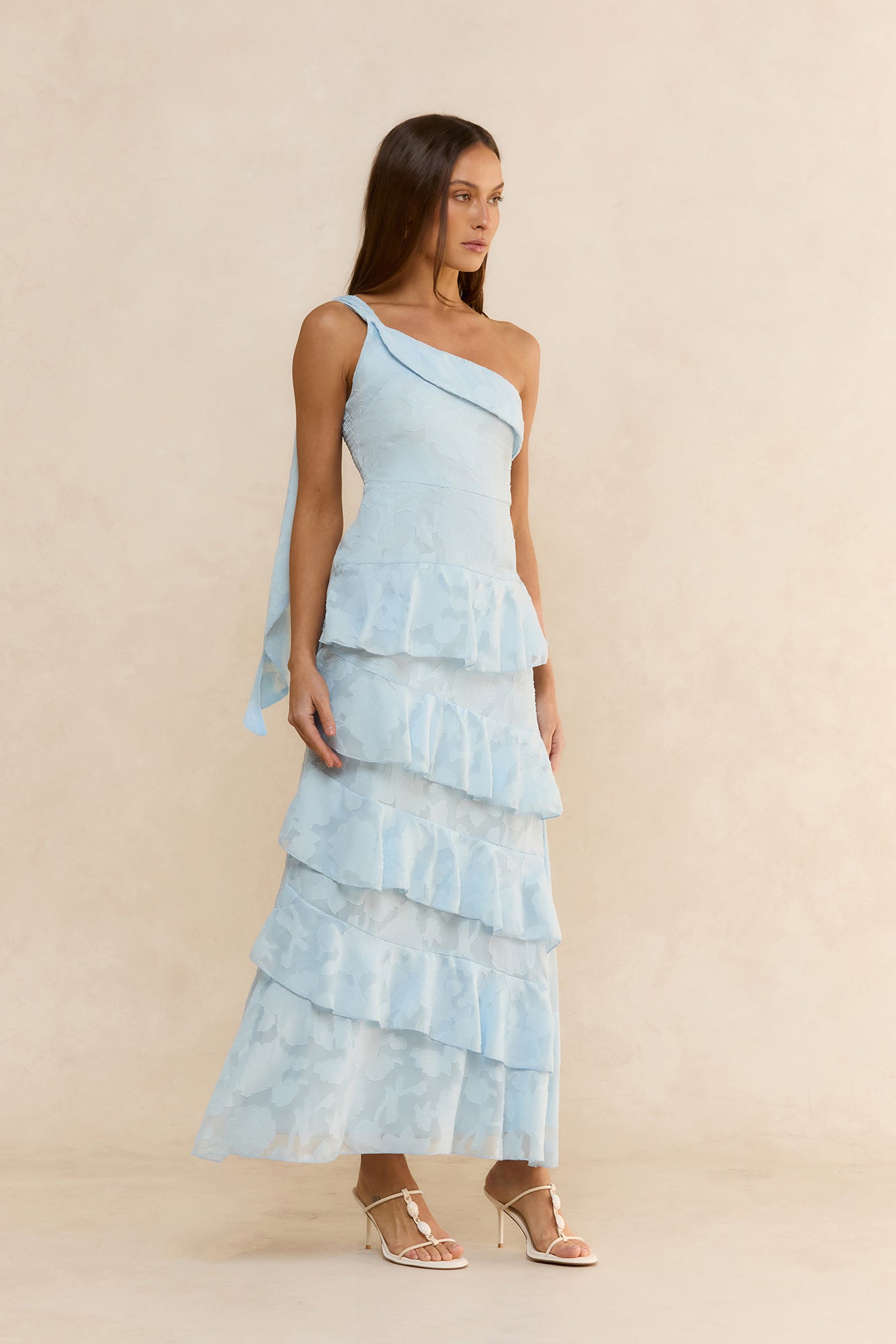 Hearts In Tune One Shoulder Maxi Dress Blue