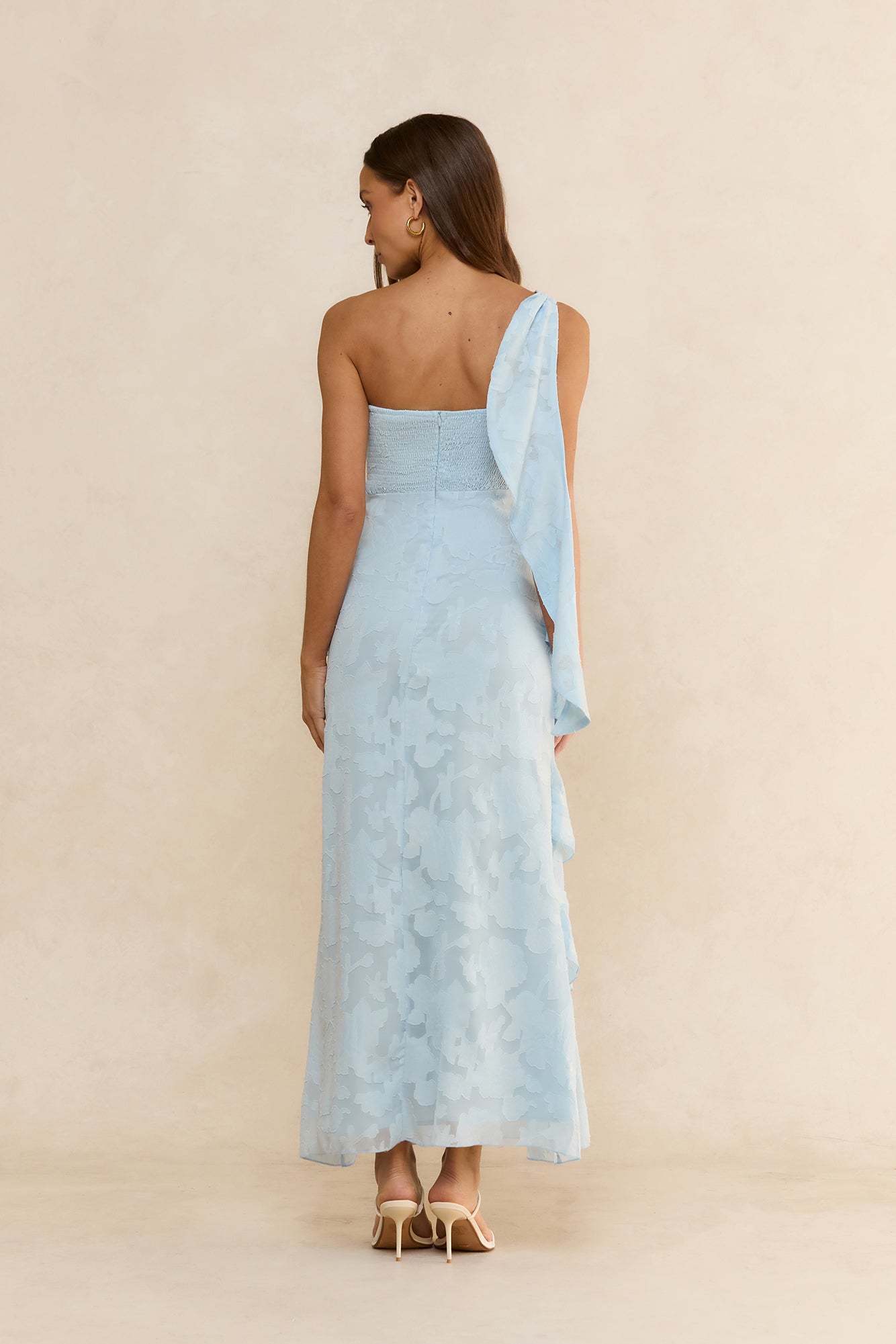 Hearts In Tune One Shoulder Maxi Dress Blue
