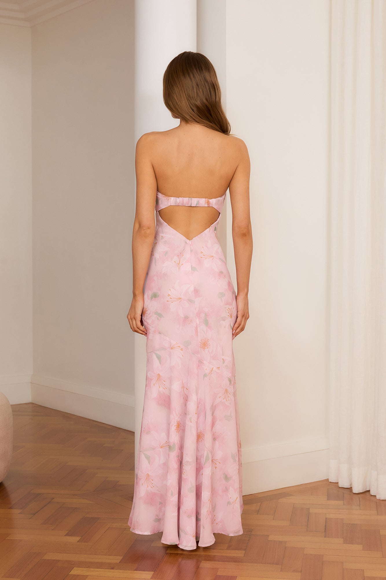 Blooming Bouquet Strapless Maxi Dress Pink