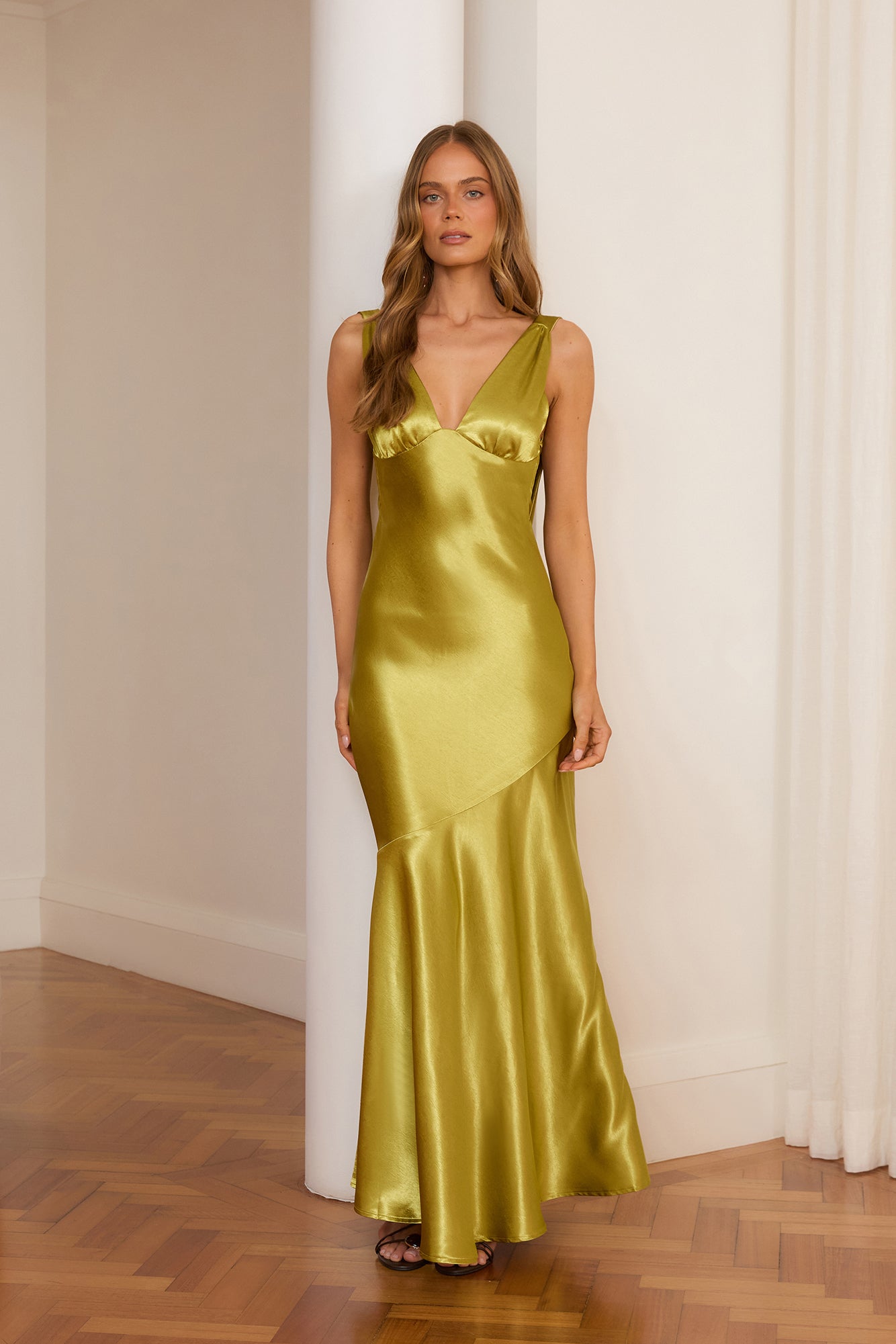 Ethereal Light Maxi Dress Olive