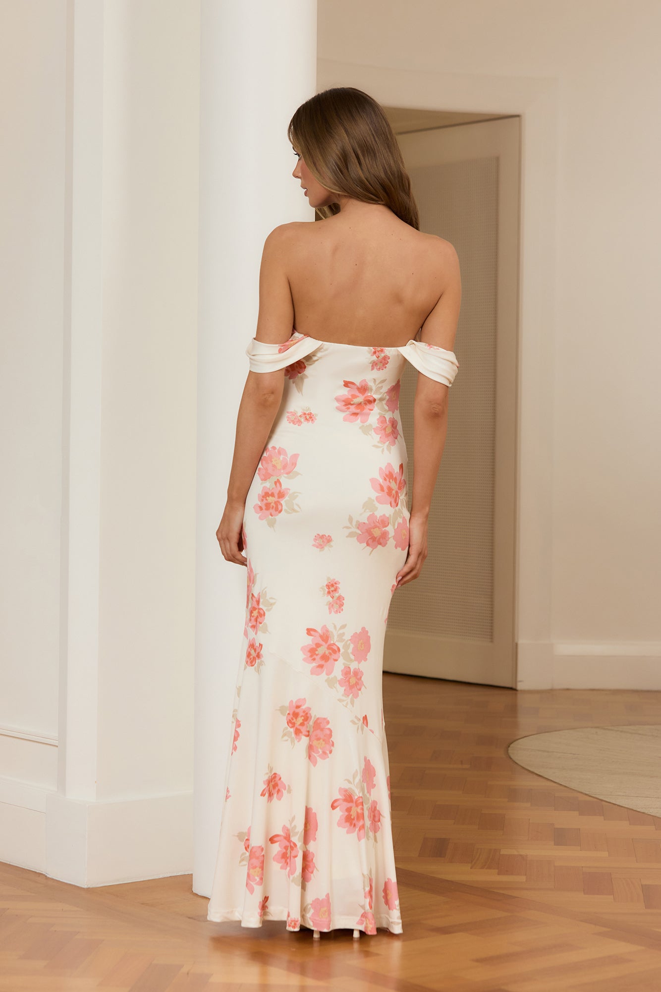 Garden Spritz Off Shoulder Maxi Dress White