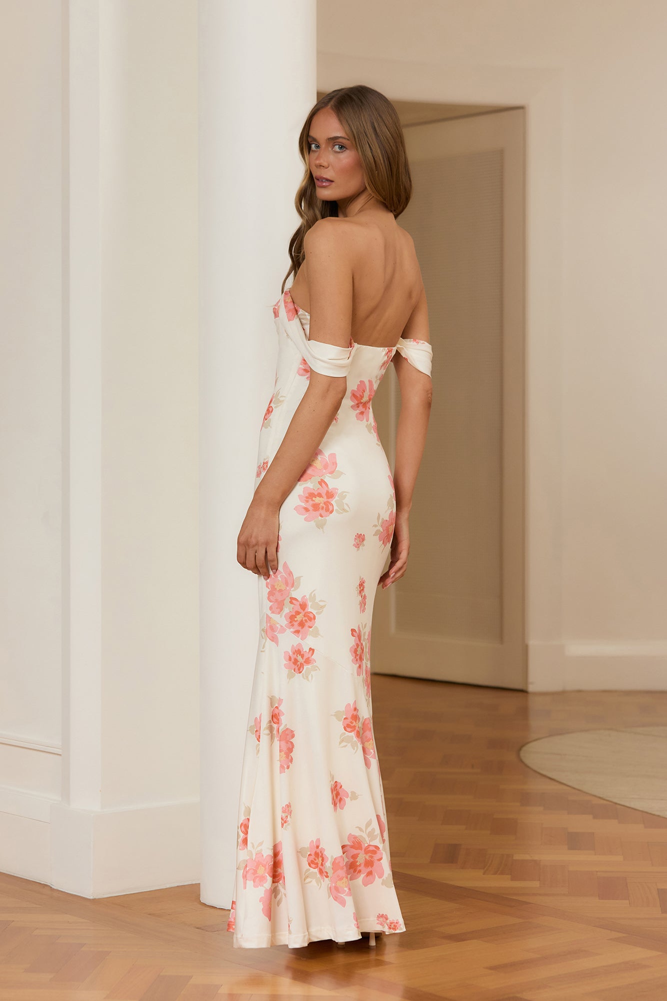 Garden Spritz Off Shoulder Maxi Dress White