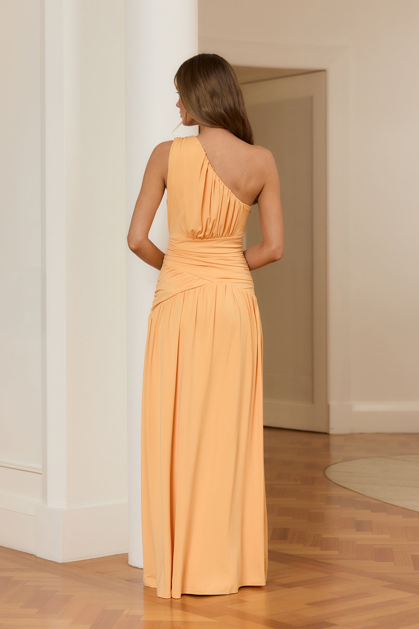 Secret Dazzle One Shoulder Maxi Dress Orange