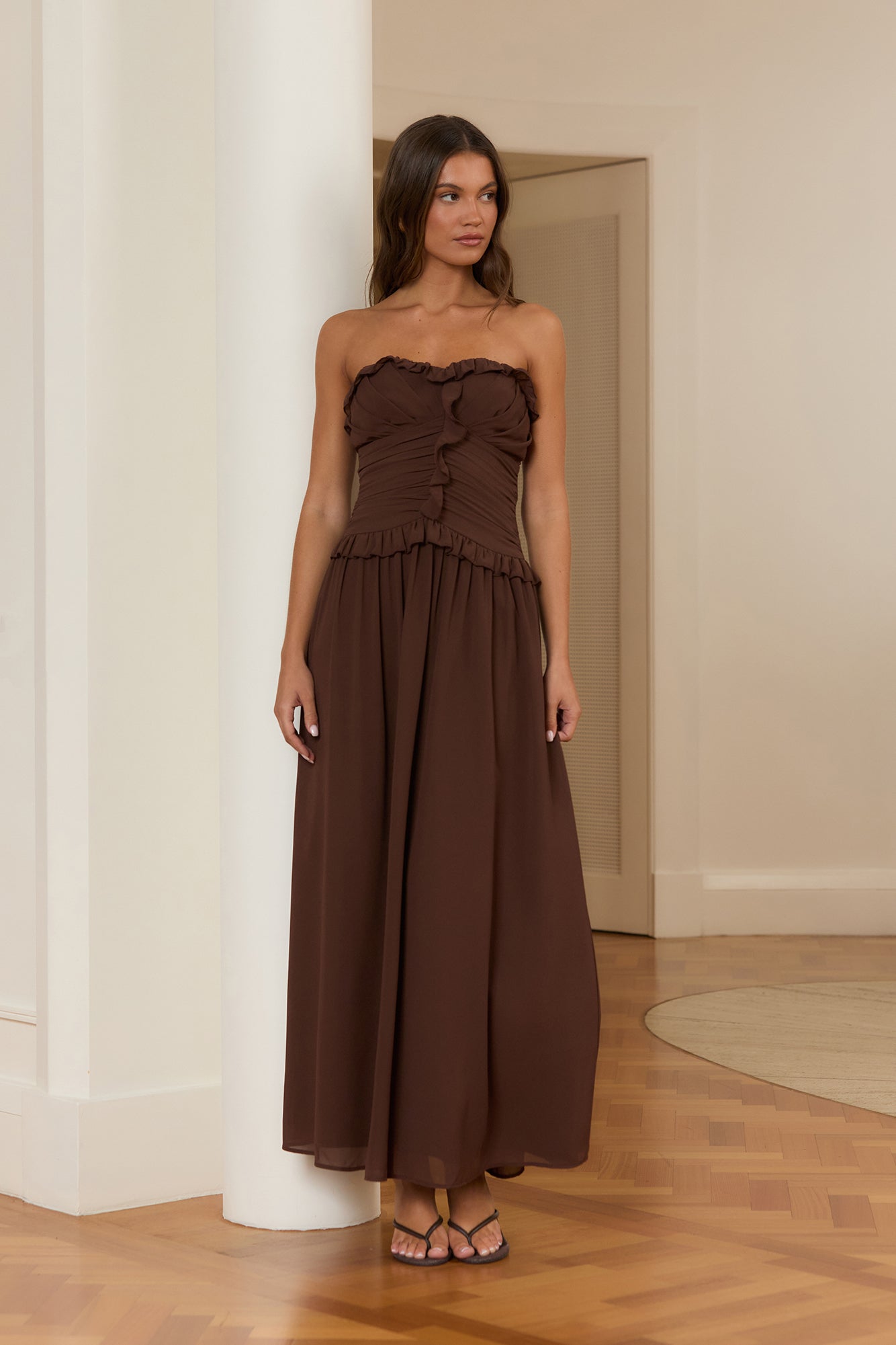 Stars From Ciel Strapless Maxi Dress Brown