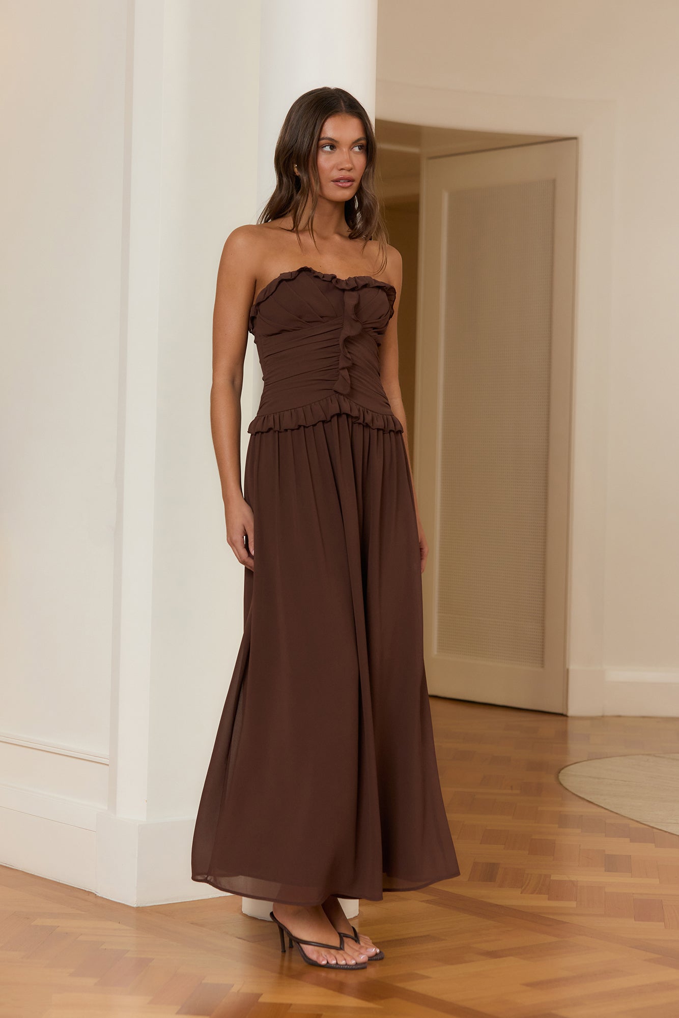 Stars From Ciel Strapless Maxi Dress Brown