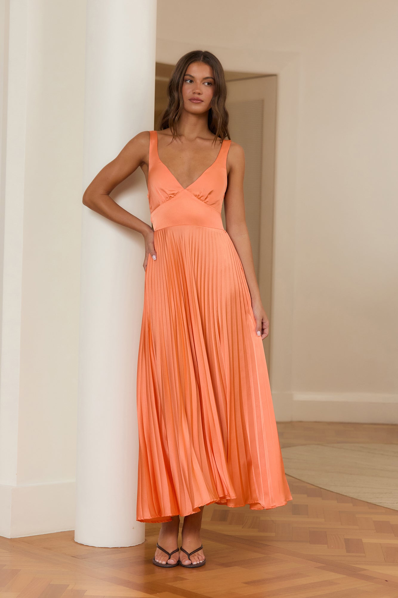 Sun Dancer Satin Maxi Dress Orange
