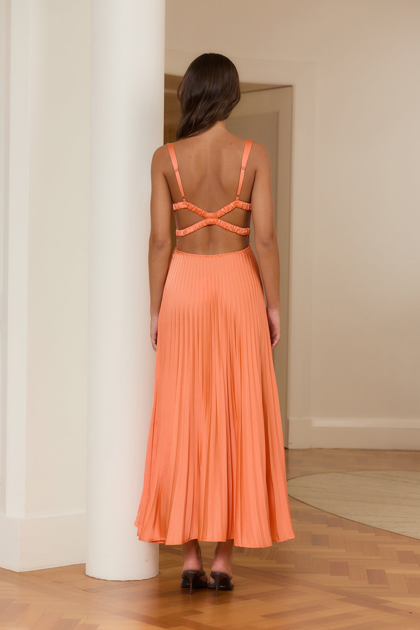 Sun Dancer Satin Maxi Dress Orange