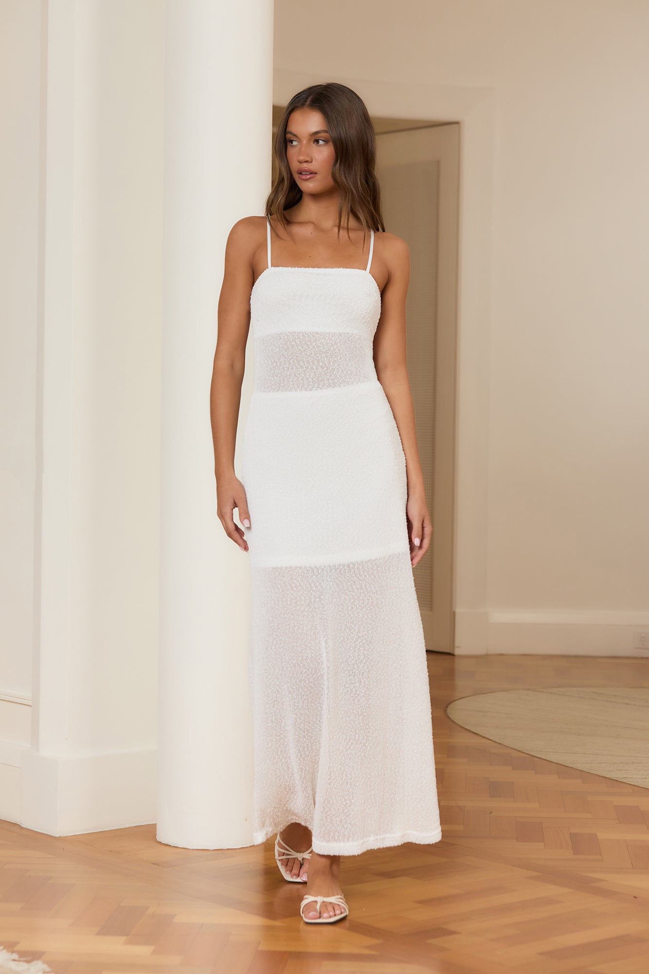 Whisper Of Summer Knit Maxi Dress White
