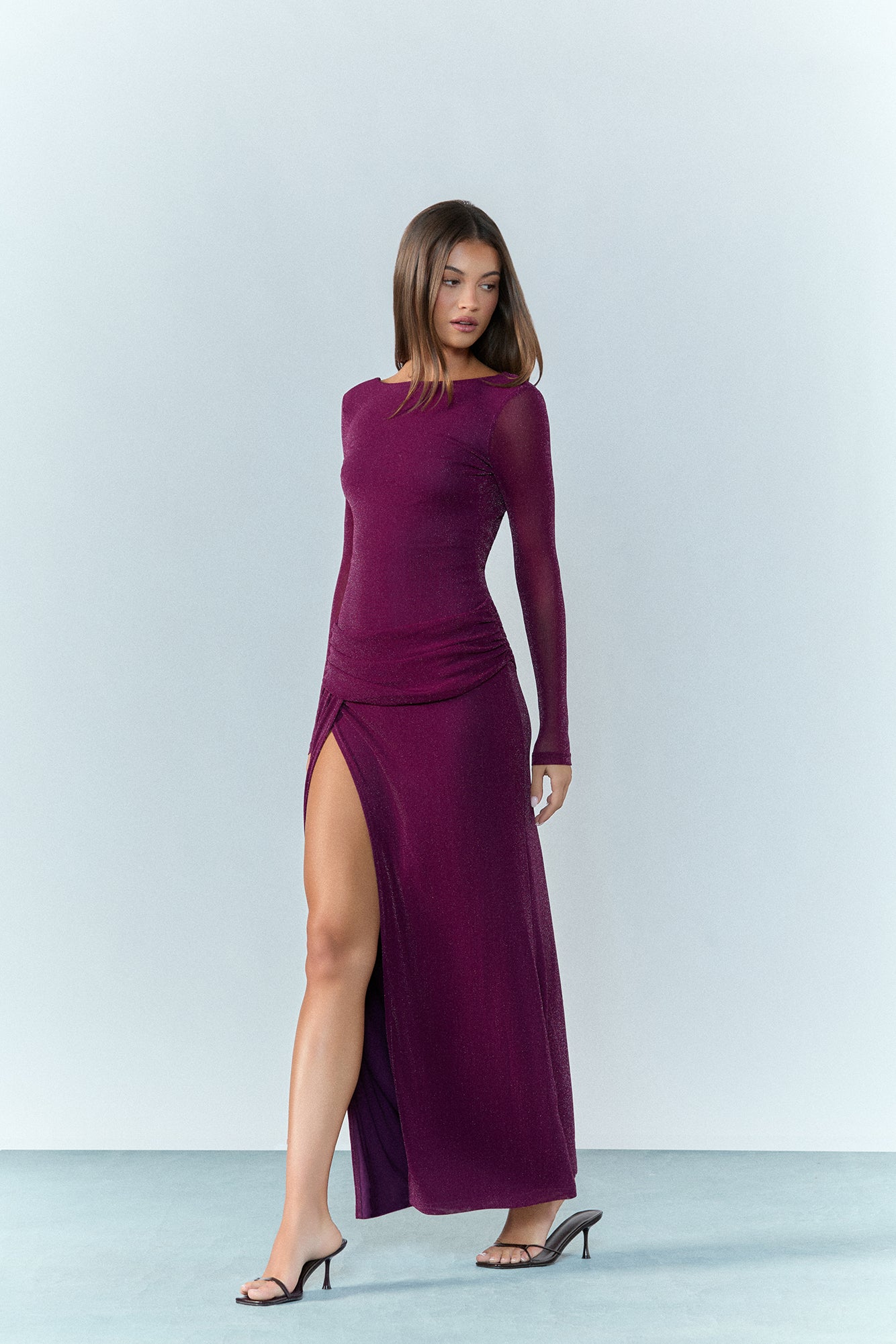 Entrance Is Everything Long Sleeve Maxi Dress Purple