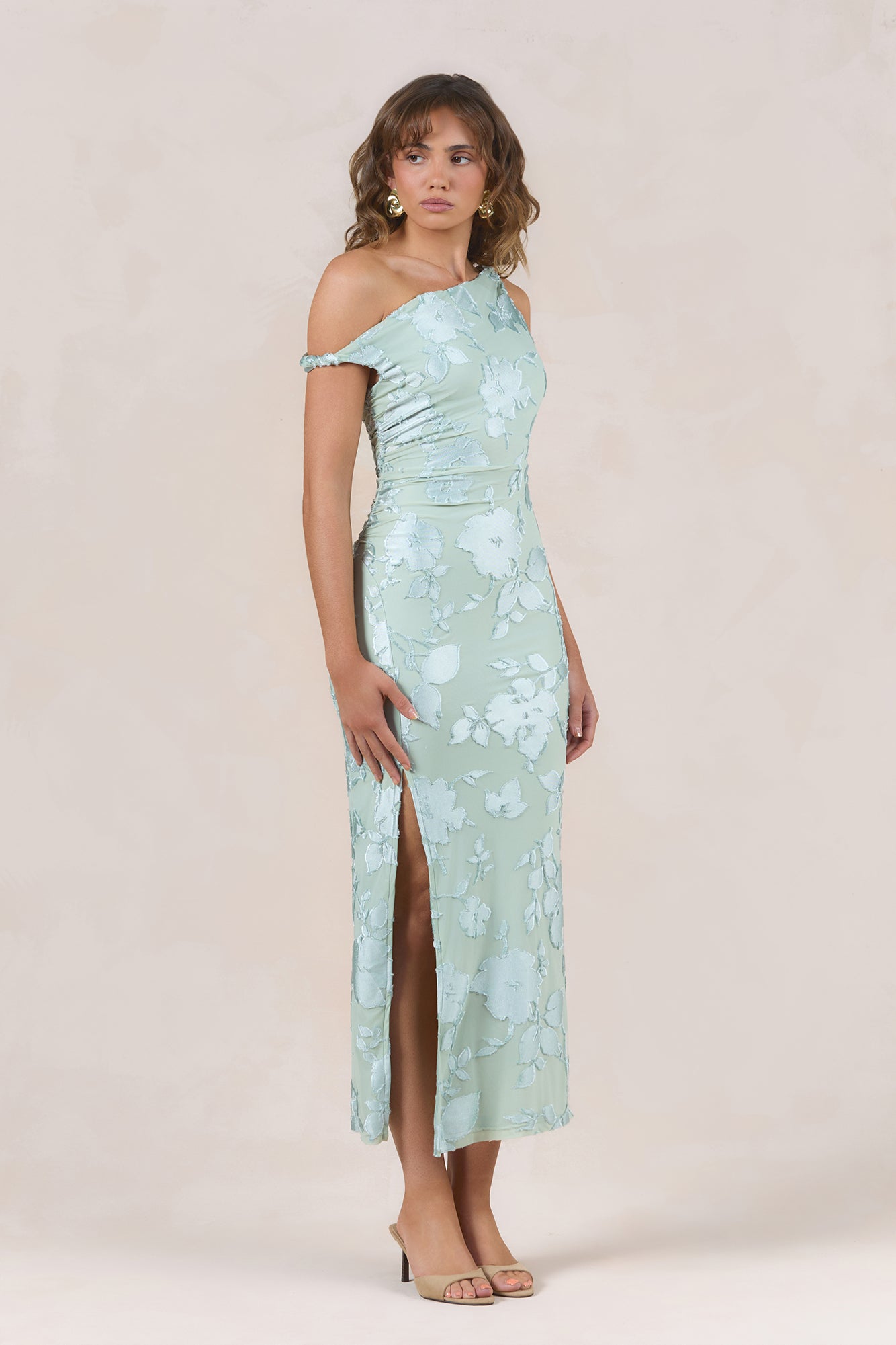 Celestia One Shoulder Maxi Dress Sage