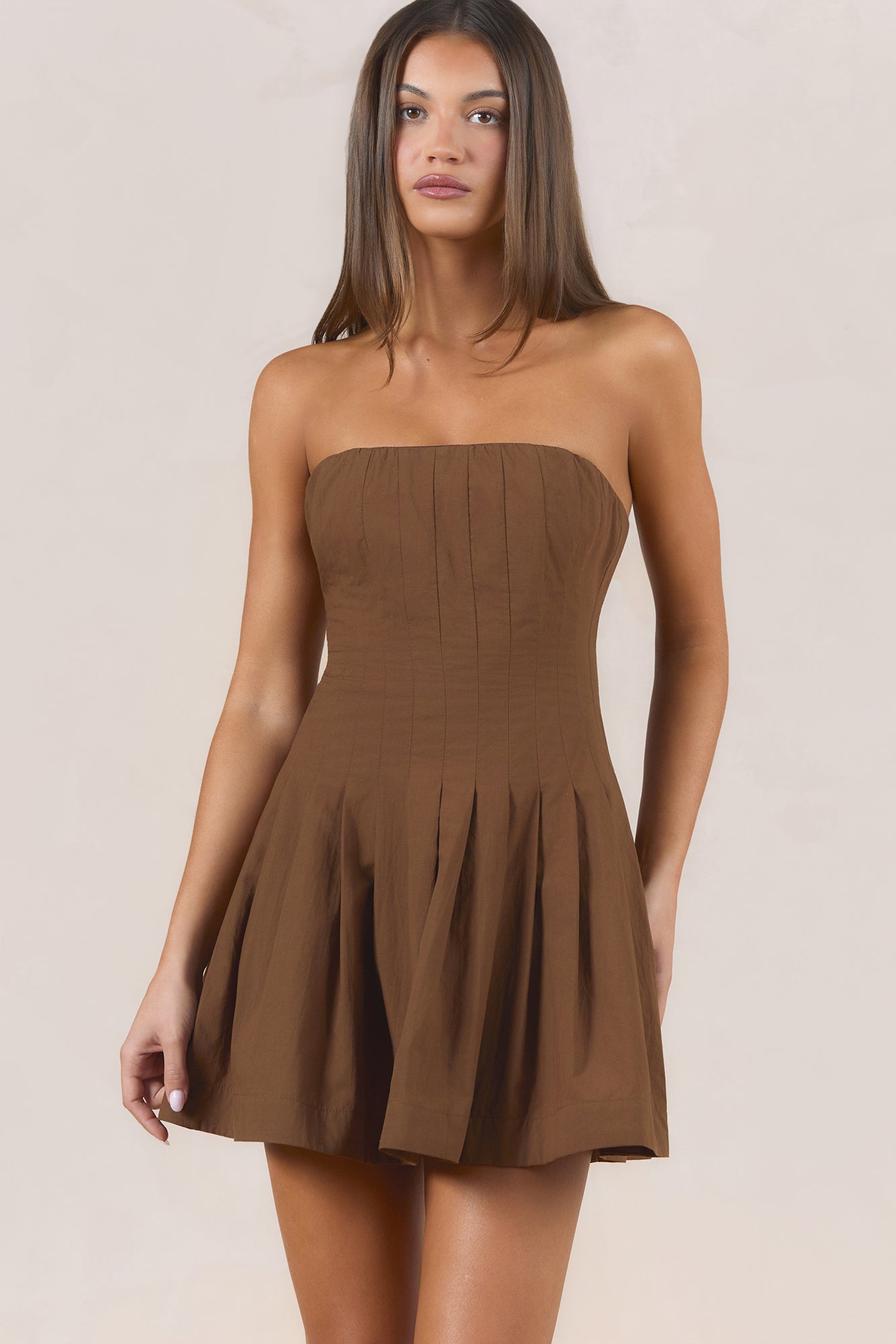 Days Of Romance Strapless Mini Dress Brown
