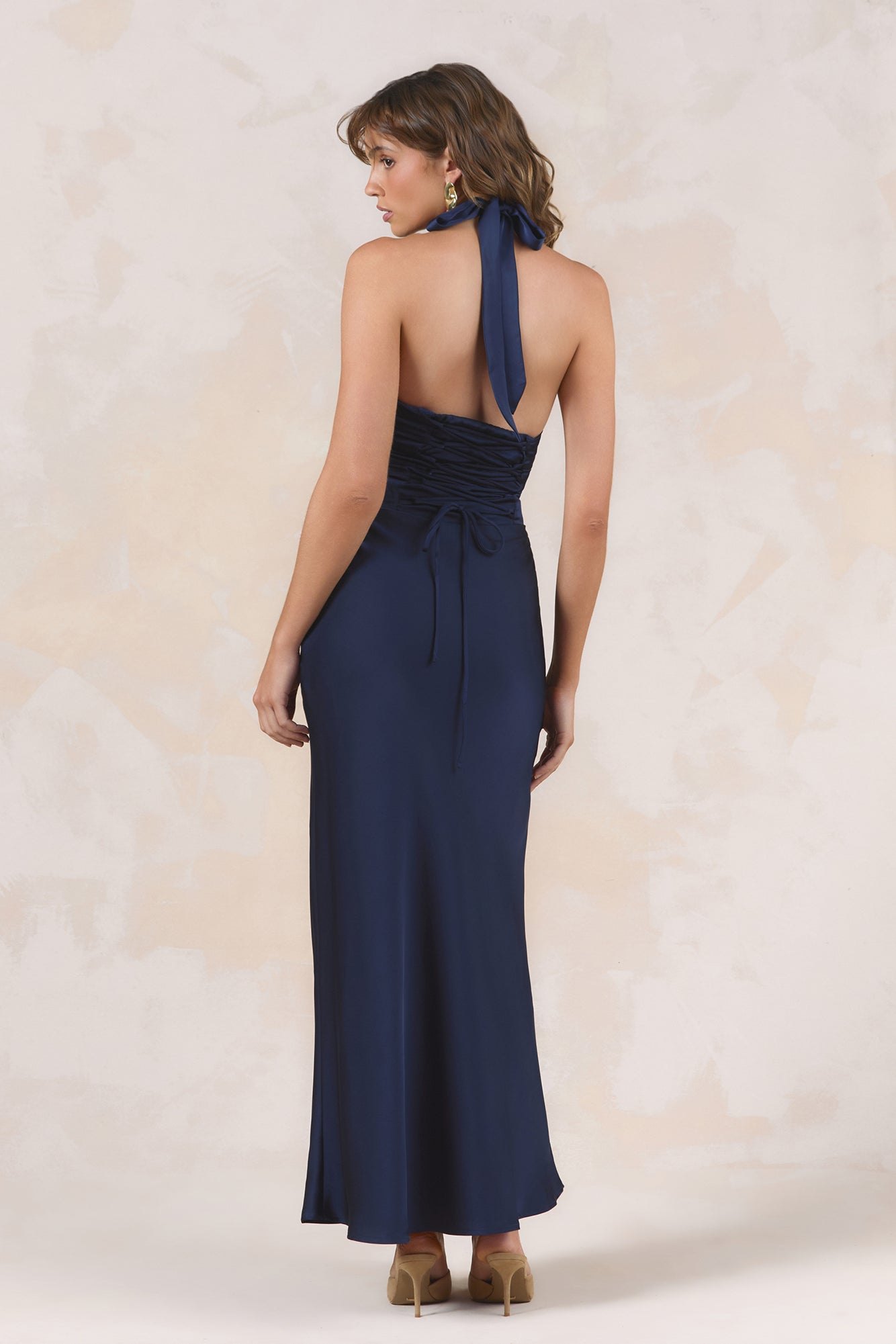 Nocturne Nights Halter Maxi Dress Navy