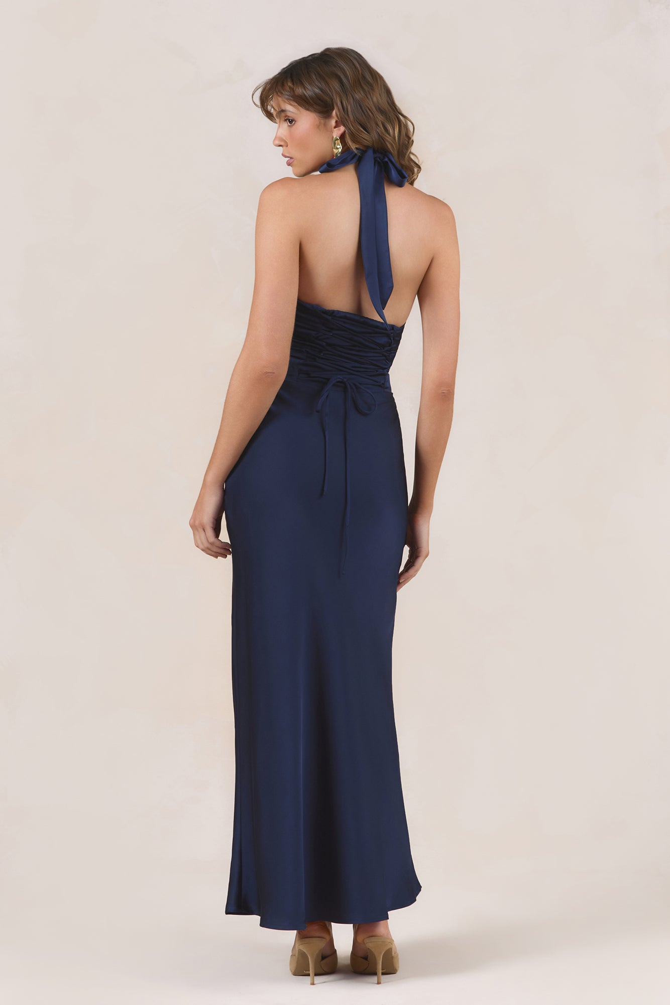 Nocturne Nights Halter Maxi Dress Navy