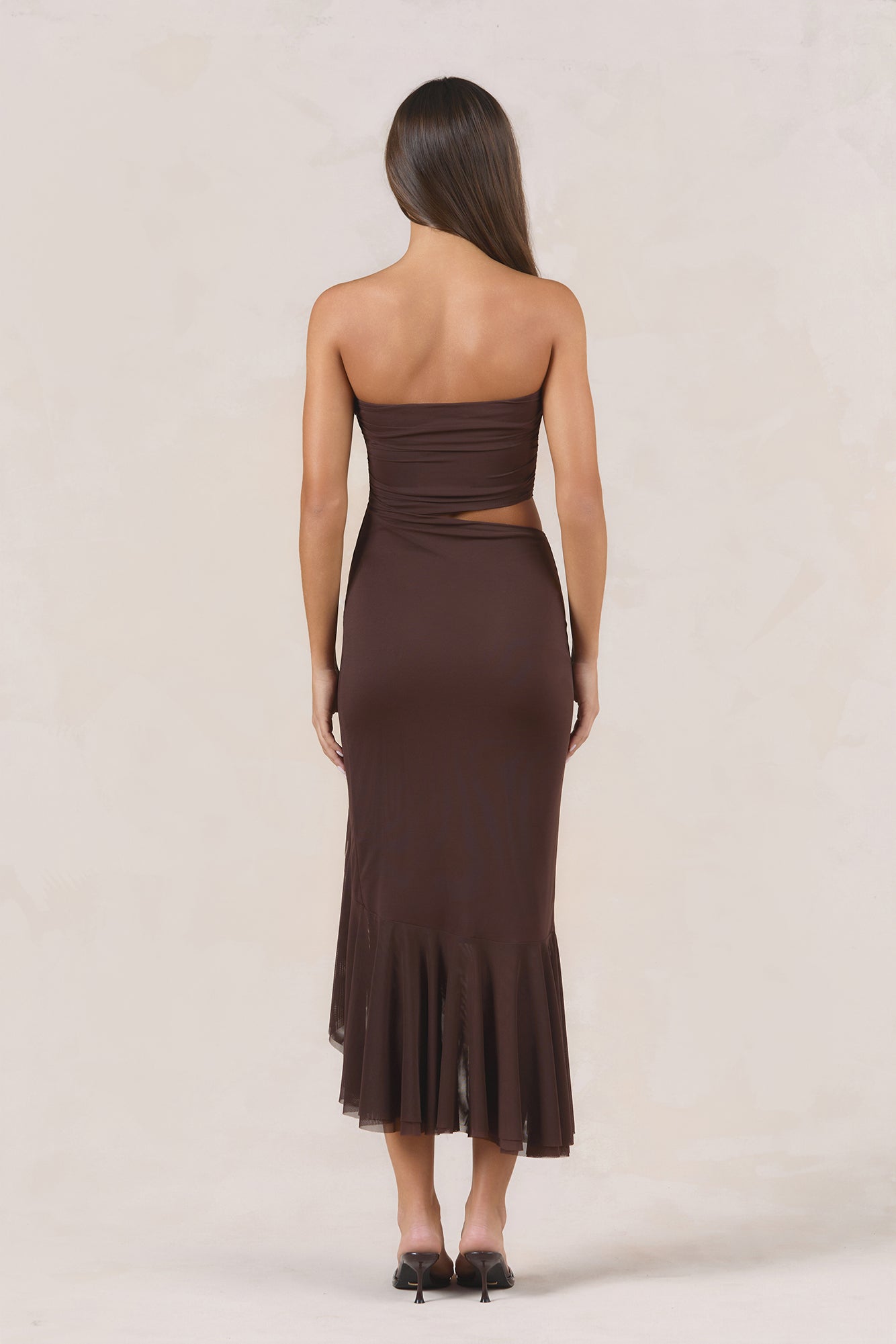 After Dark Strapless Midi Dress Chocolate