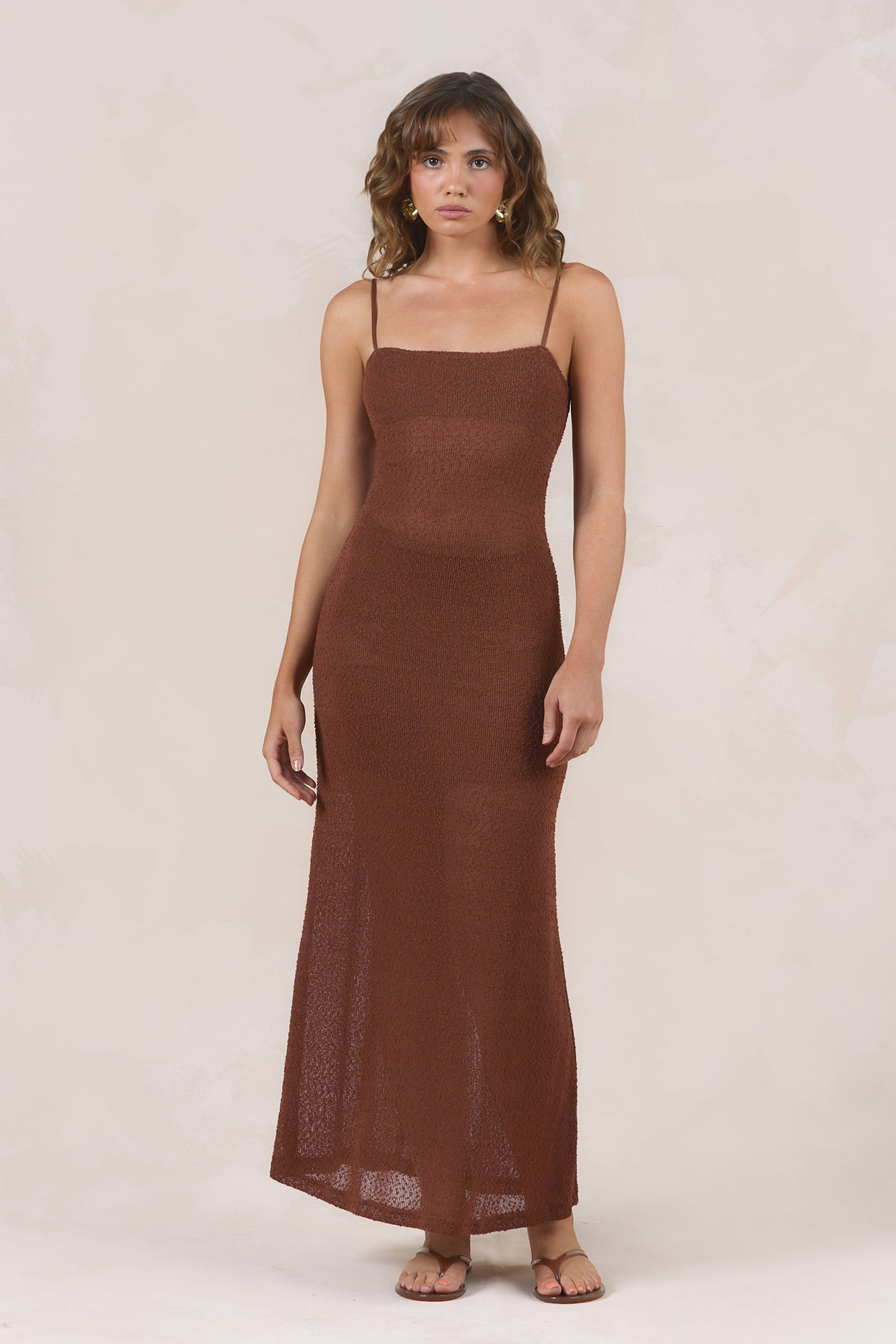 Sunset Coast Knit Maxi Dress Chocolate